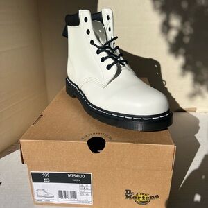 Dr. Martens Smooth White Boots with Black Accents